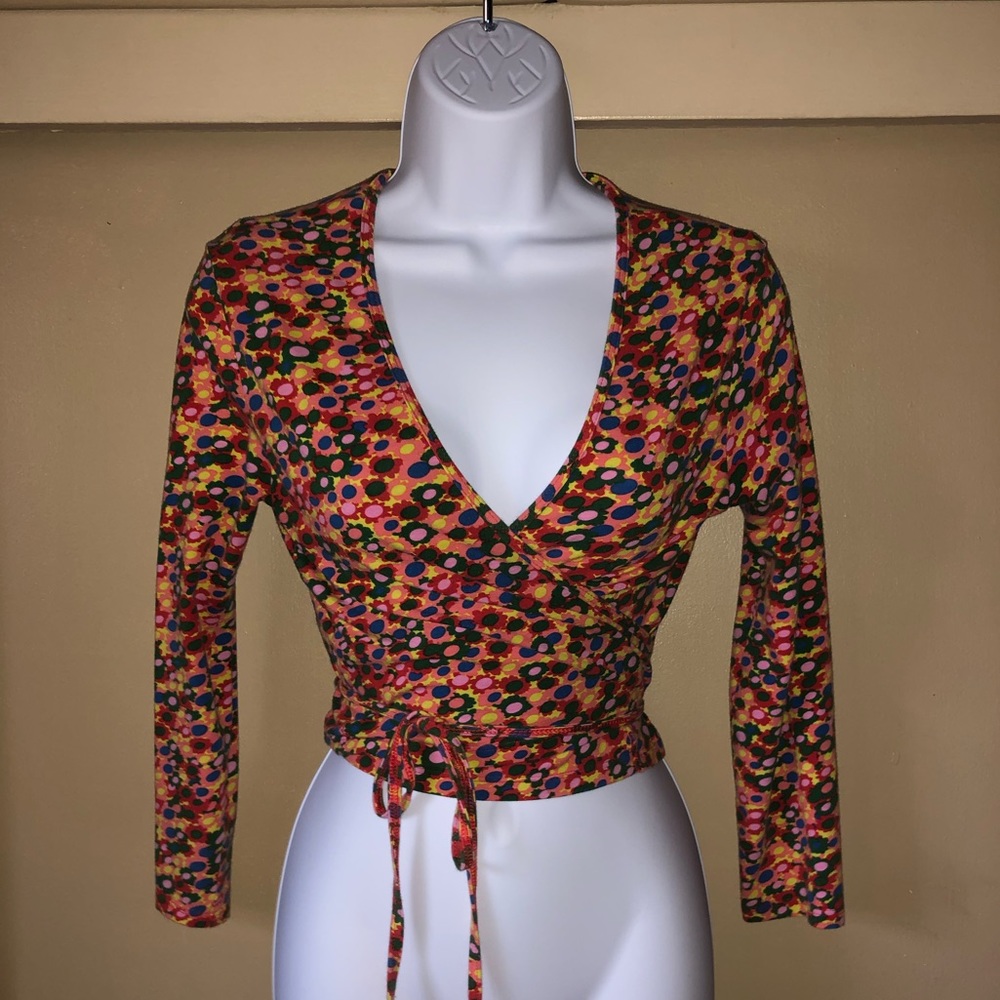 Bright floral wrap crop top